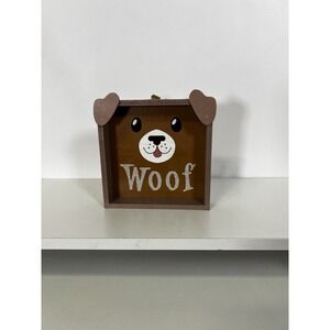 Dog Wall Decor 5×6 Hanging "Woof" Wood Picture Sign‎ – Rustic Pet Wall Décor
